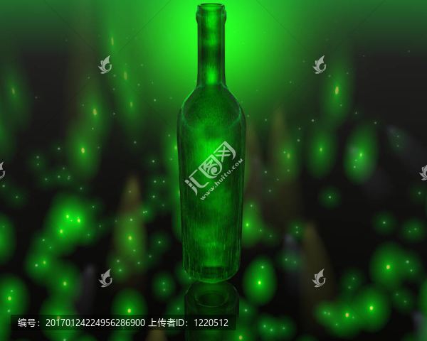 三維綠色酒瓶