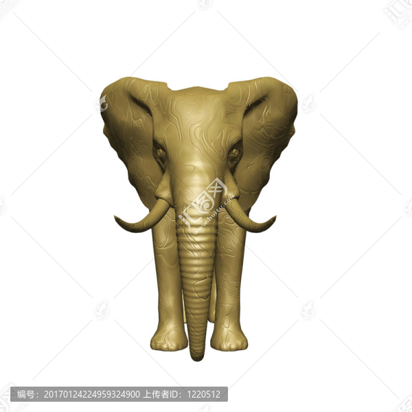 白色背景下的3D大象