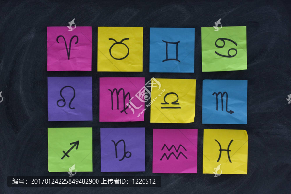 西方十二生肖粘在便簽和黑板上