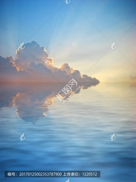 水上多彩的夕陽