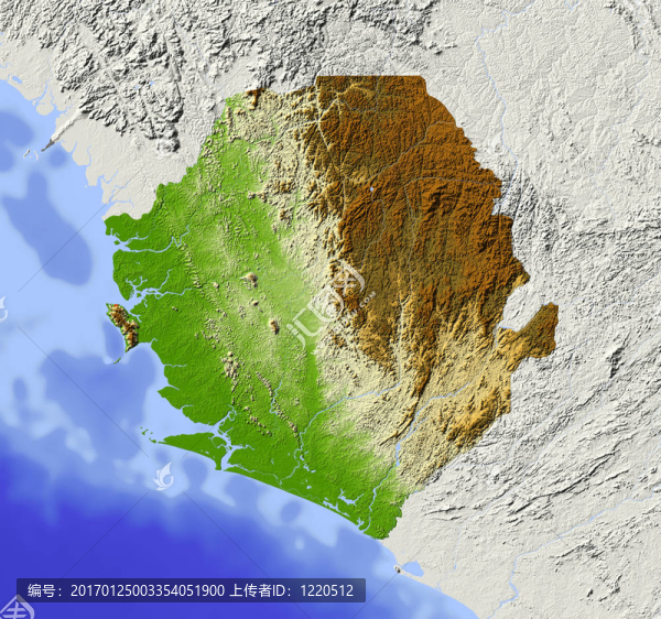 塞拉利昂；陰影地形圖