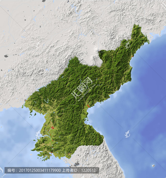 朝鮮；陰影地形圖