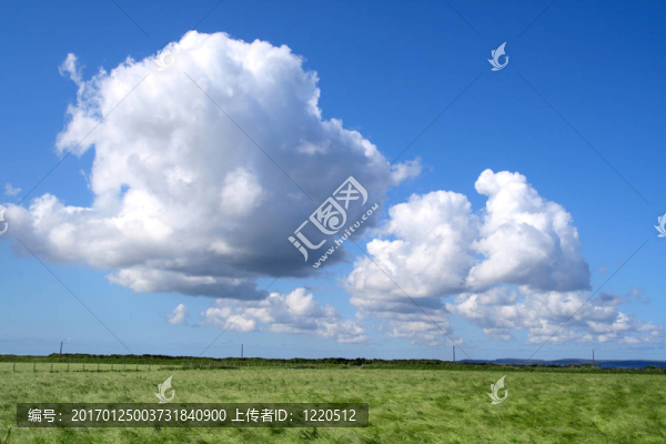 長(zhǎng)著青草和白云的鄉(xiāng)間田野。