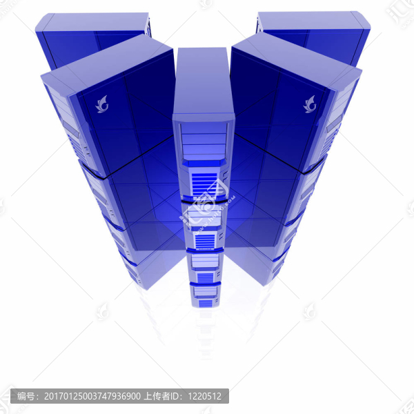 在一個(gè)白色的一行孤立的3D計(jì)算機(jī)服務(wù)器