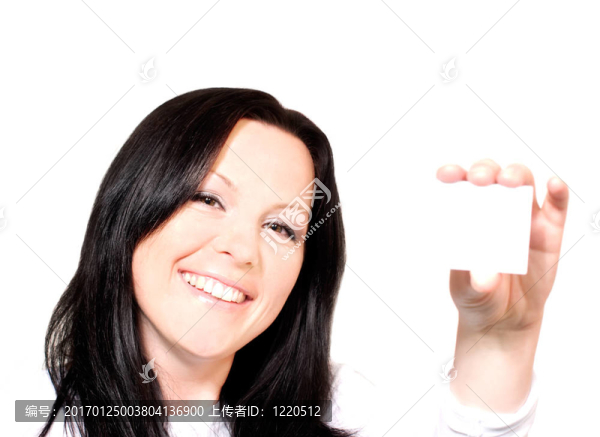 女人拿著名片在白