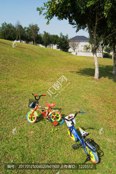 草地上的兒童自行車