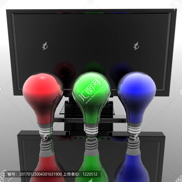 紅；藍(lán)色和綠色的燈和電腦顯示器