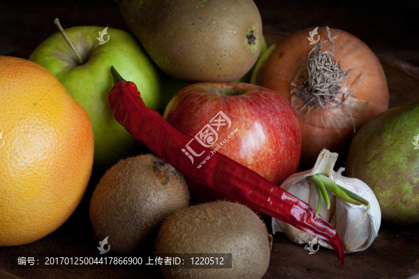 大蒜；洋蔥；獼猴桃；蘋果和辣椒