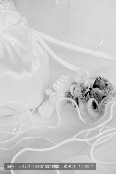 婚禮鮮花和新娘包過面紗
