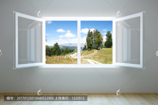 空的新房間開著窗戶