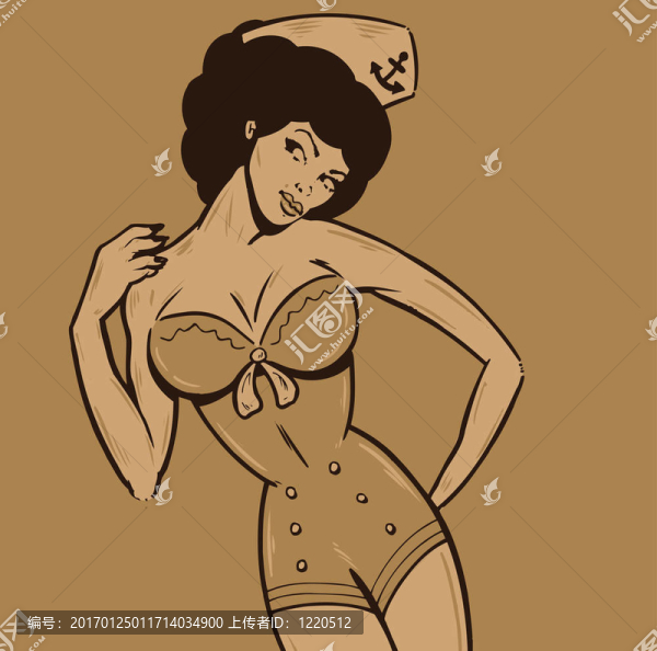 老式的女模特在水手制服