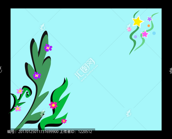 黑框樹葉；Flowers；Stars