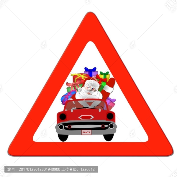 圣誕老人在他的車路標(biāo)