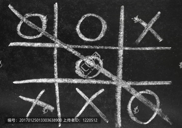 連三子棋游戲在黑板上