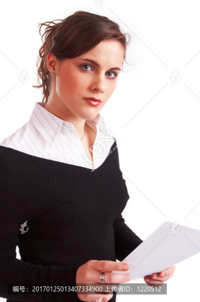 漂亮女孩持有文件