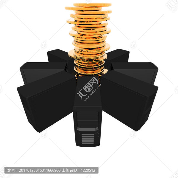 計算機服務器在環(huán)上孤立的白色