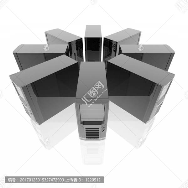 計(jì)算機(jī)服務(wù)器在環(huán)上孤立的白色