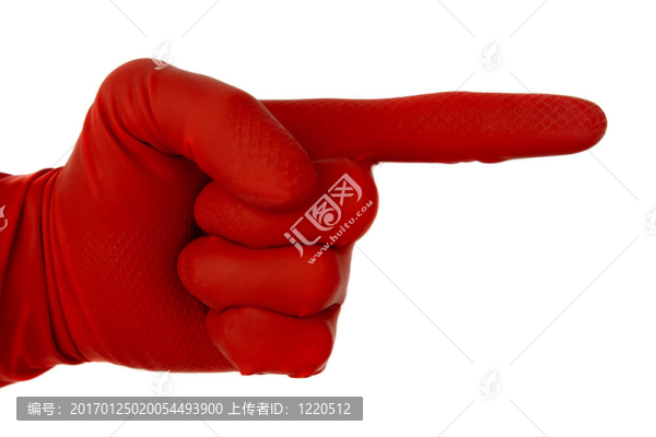 紅色橡膠手套顯示不同的跡象