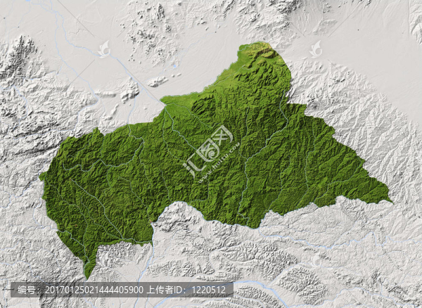 中非共和國；陰影地形圖