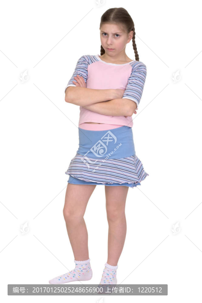 被隔離在白色背景上的女孩