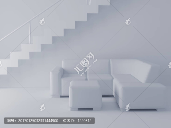 帶梯子的白色房間