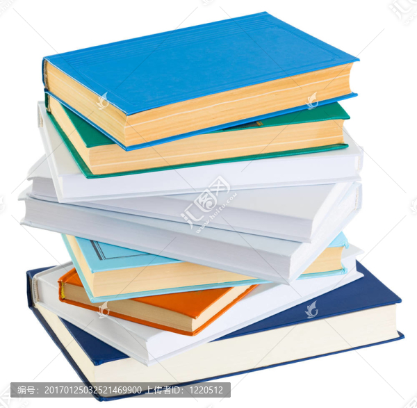白色背景上的一堆書