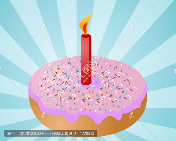 生日蠟燭的甜甜圈