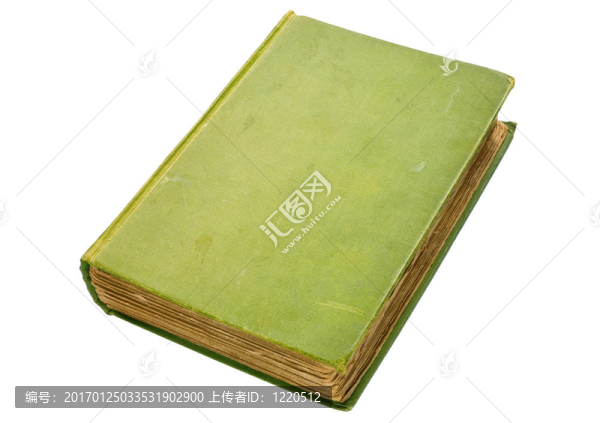 那破舊的綠色精裝書孤立在白色。