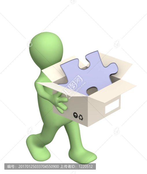 帶盒的3D木偶