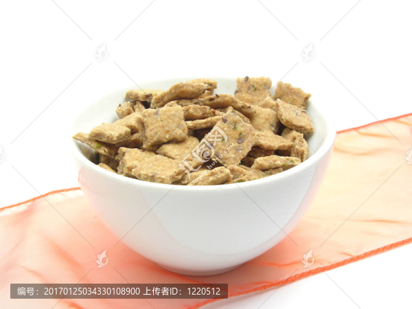 一碗瓷器充滿了狗餅干