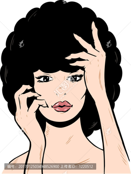 美女模特臉插畫