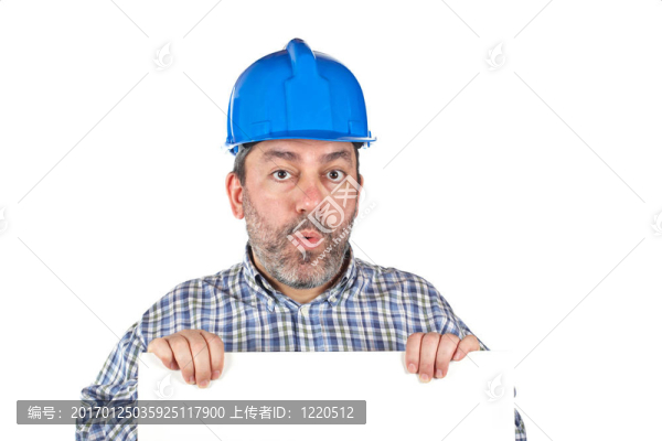 驚訝和好奇的建筑工人