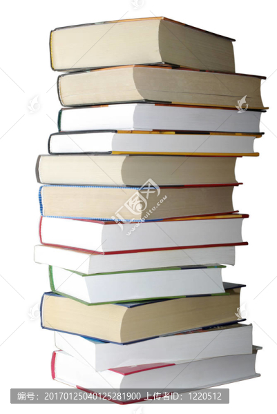 白色背景下的書籍堆疊。