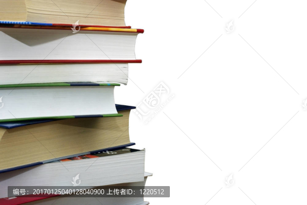 不同的書籍堆在wgite背景分離。裁剪路徑。