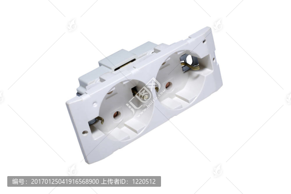 具有白色背景隔離的雙接地連接器的插座。
