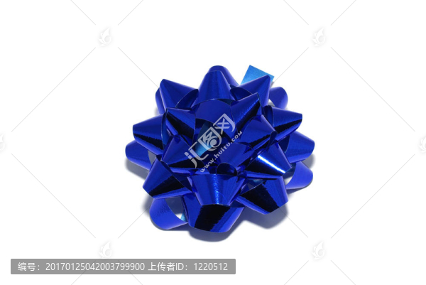 白色背景上的藍(lán)色閃亮弓。