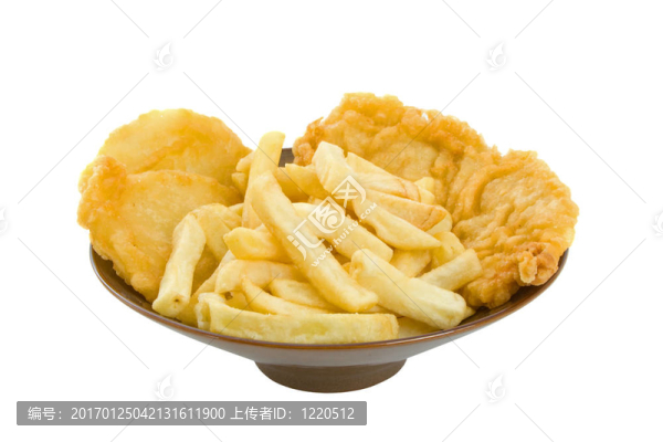 魚；土豆片和土豆餅