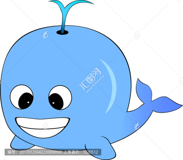 可愛的藍(lán)色卡通鯨魚