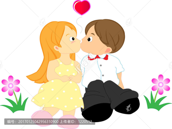 男孩和女孩分享一個(gè)吻
