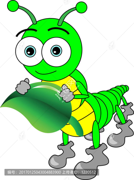 可愛卡通大眼睛卡特彼勒舉行葉