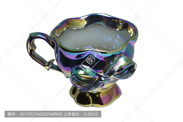 非常時尚的變色龍的顏色茶杯孤立在白色背景。