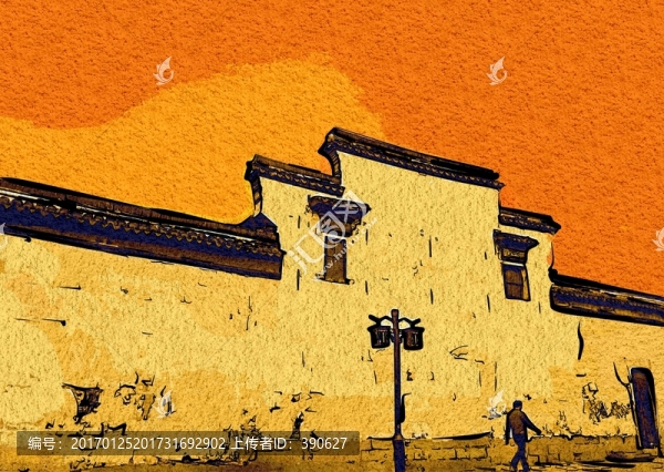 徽式建筑,油畫,裝飾畫