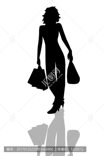 購物的女人剪影