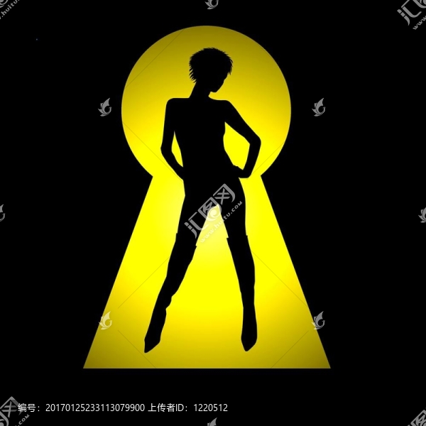 鑰匙孔中的女性剪影