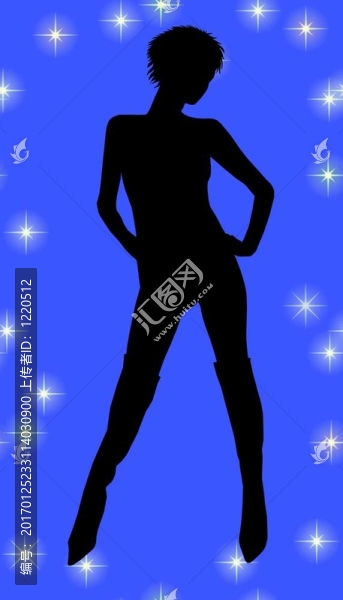 藍色背景下的女性剪影