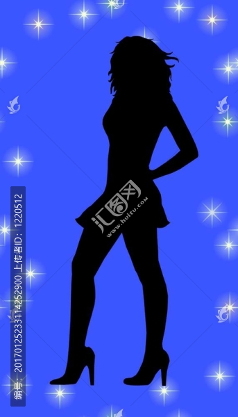 藍(lán)色背景下的女性剪影-匯圖網(wǎng) www.fosd68.com 藍(lán)色背景下的女性剪影