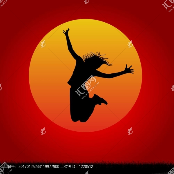 快樂(lè)的女孩的日落