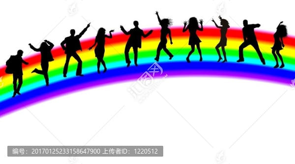 跳舞的人輪廓上的彩虹