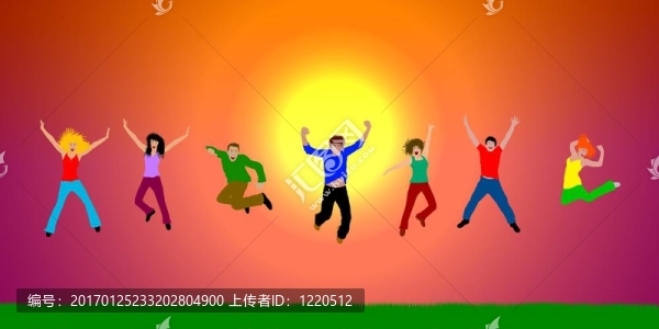 快樂跳躍的人背景日落-匯圖網(wǎng) www.fosd68.com 快樂跳躍的人背景日落