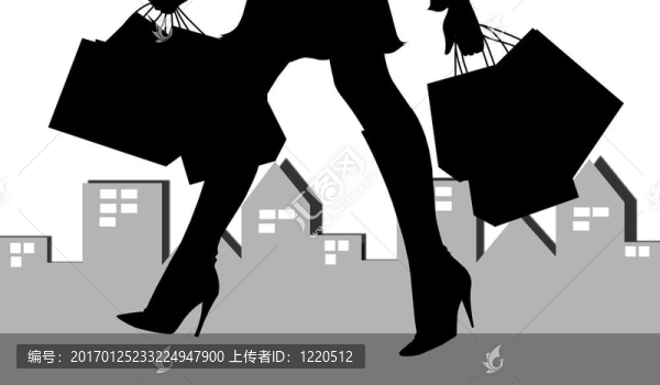 逛街的女士剪影